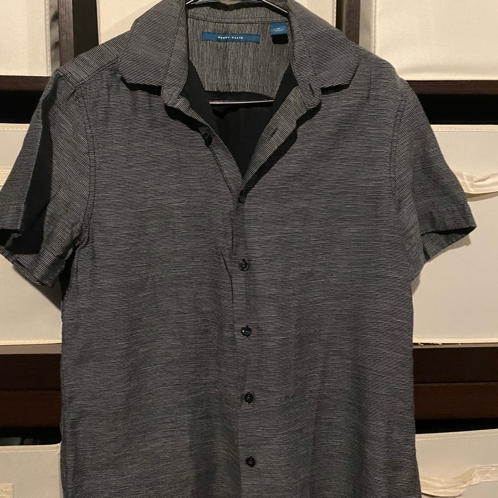 Perry Ellis Brand Dark Grey Button Up Mens Shirt